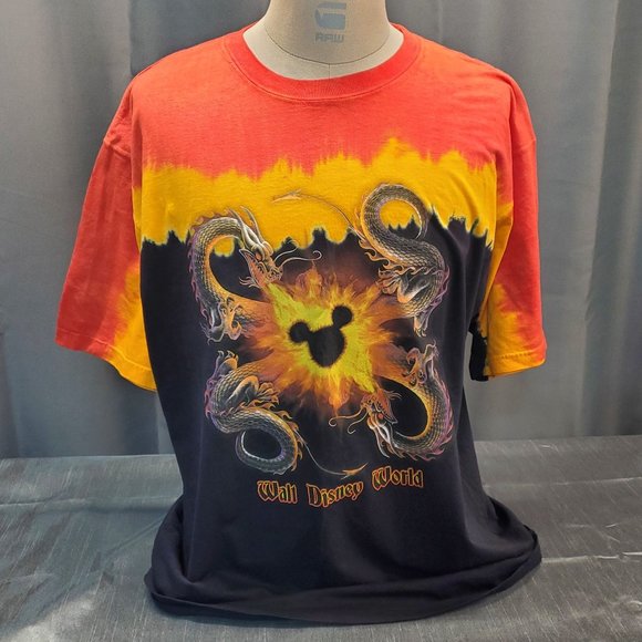 Authentic Walt Disney World Dragon Tie-Dyed T-Shirt New with Tags Men's Large - Picture 1 of 4